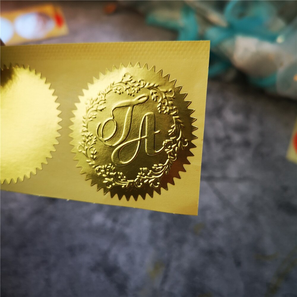 100pcs 5cm Silver or Gold Stickers Sticky Notes Scrapbooking Package Sealing Stickers for Cookie/Candy pack embosser seal