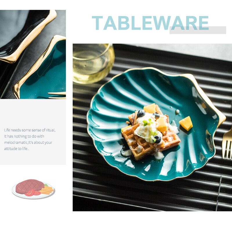 Light luxury Phnom Penh ceramic plate shell plate net celebrity restaurant ceramic tableware Nordic set plate cooking p