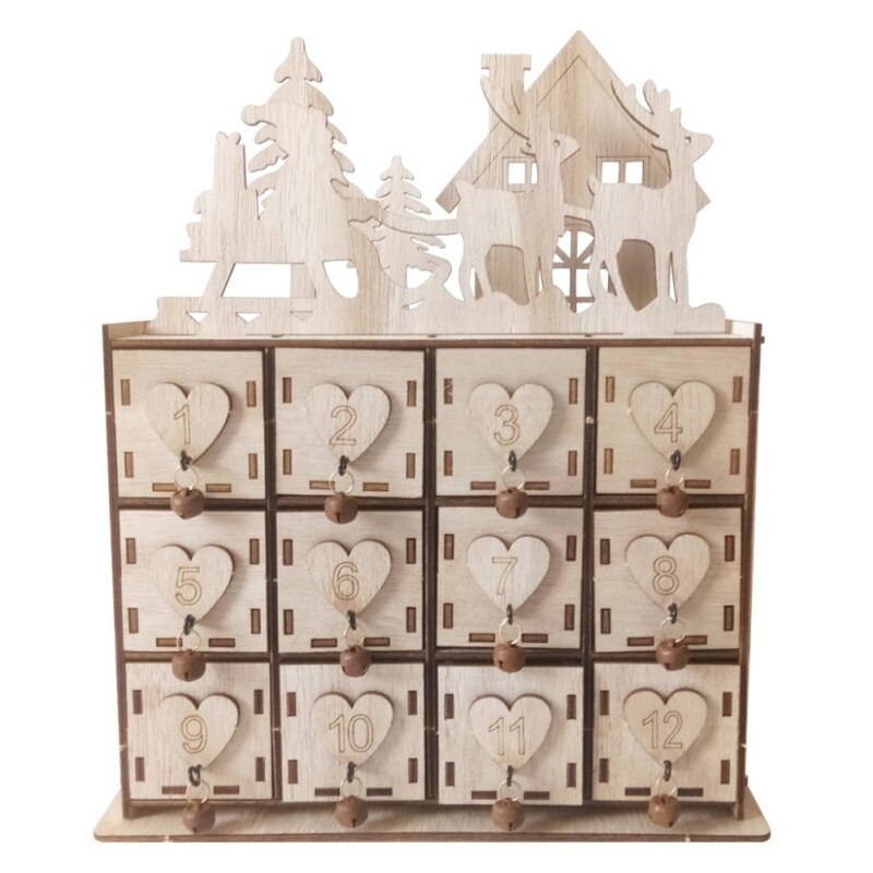 Christmas DIY Wooden Advent Calendars Santa Claus Calendar Hotel Lobby Family Pendant with Small Drawers Christmas Decorations: Default Title