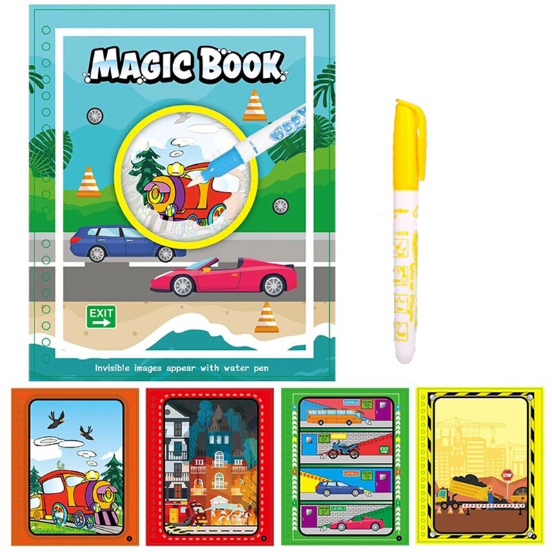 2021 nuovi bambini che imparano il disegno Set riutilizzabile magico libro di acqua bordo Colorling educazione sensoriale sirena giocattoli del fumetto: car