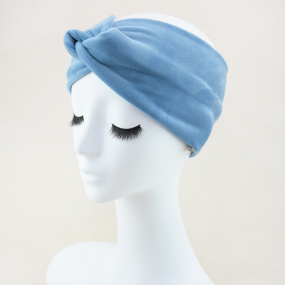Vinter enkelt korsbånd for kvinner håndlaget ensfarget elastisk knute turban bandasje yoga hårtilbehør