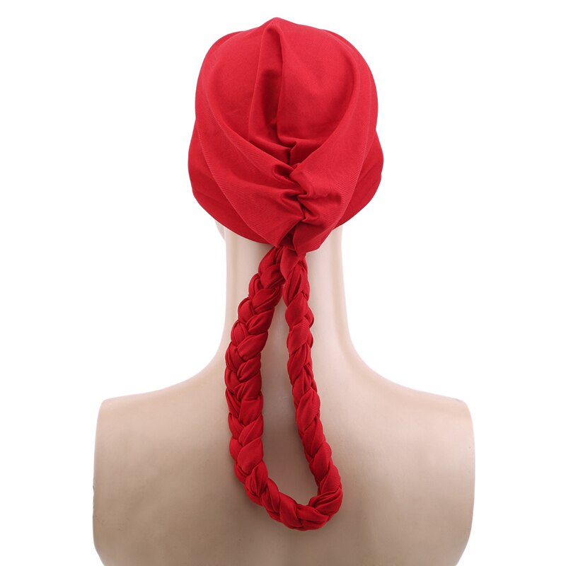 Gorra de estilo africano, sombrero, accesorios para el pelo turbante musulmán de estilo africano, Bandanas trenzadas sólidas de para mujer