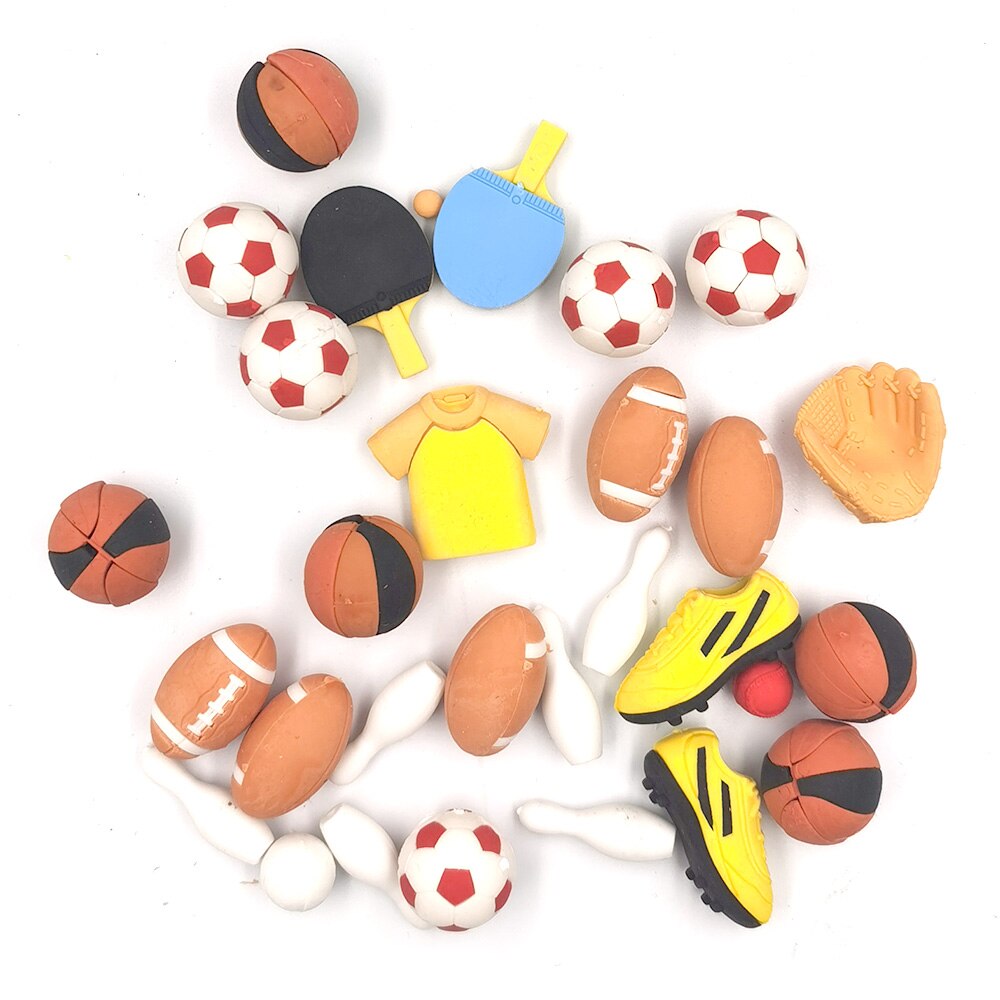 Ball Game Eraser Novelty Kids Prize Mini Sports Rubber Eraser as School for Kids 50pcs / lot: Mixed all designs