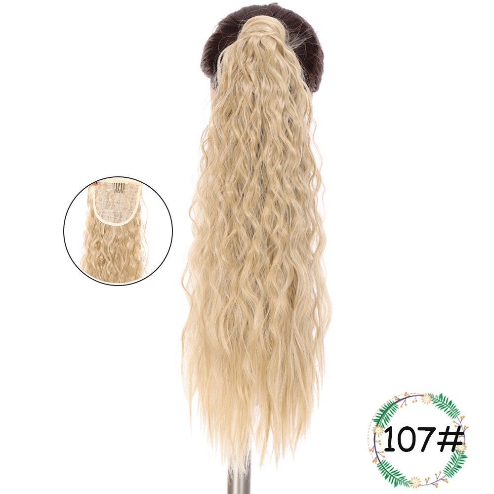 Weilai extensions syntetisk wrap on clip hestehaler majs bølget hestehale hårstykke ombre brun rød falsk hår lang hestehale paryk: M022-107