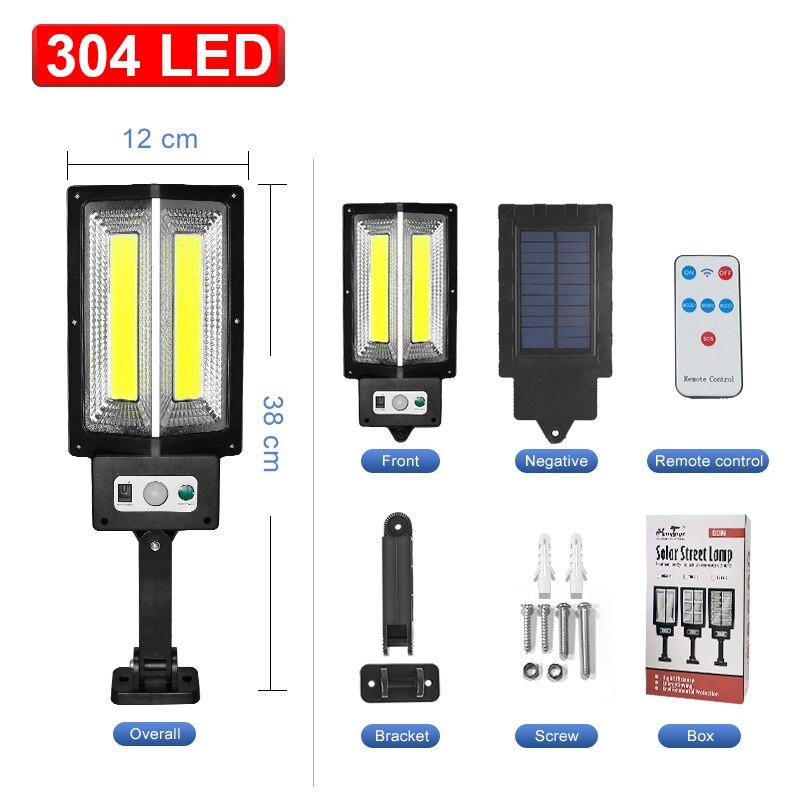 La luz Led Solar más potente para exteriores, 3 modos, luces de calle recargables, lámpara Solar impermeable, lámpara de jardín con Control remoto para exteriores，luces solares superbrillantes para exterior: Set C
