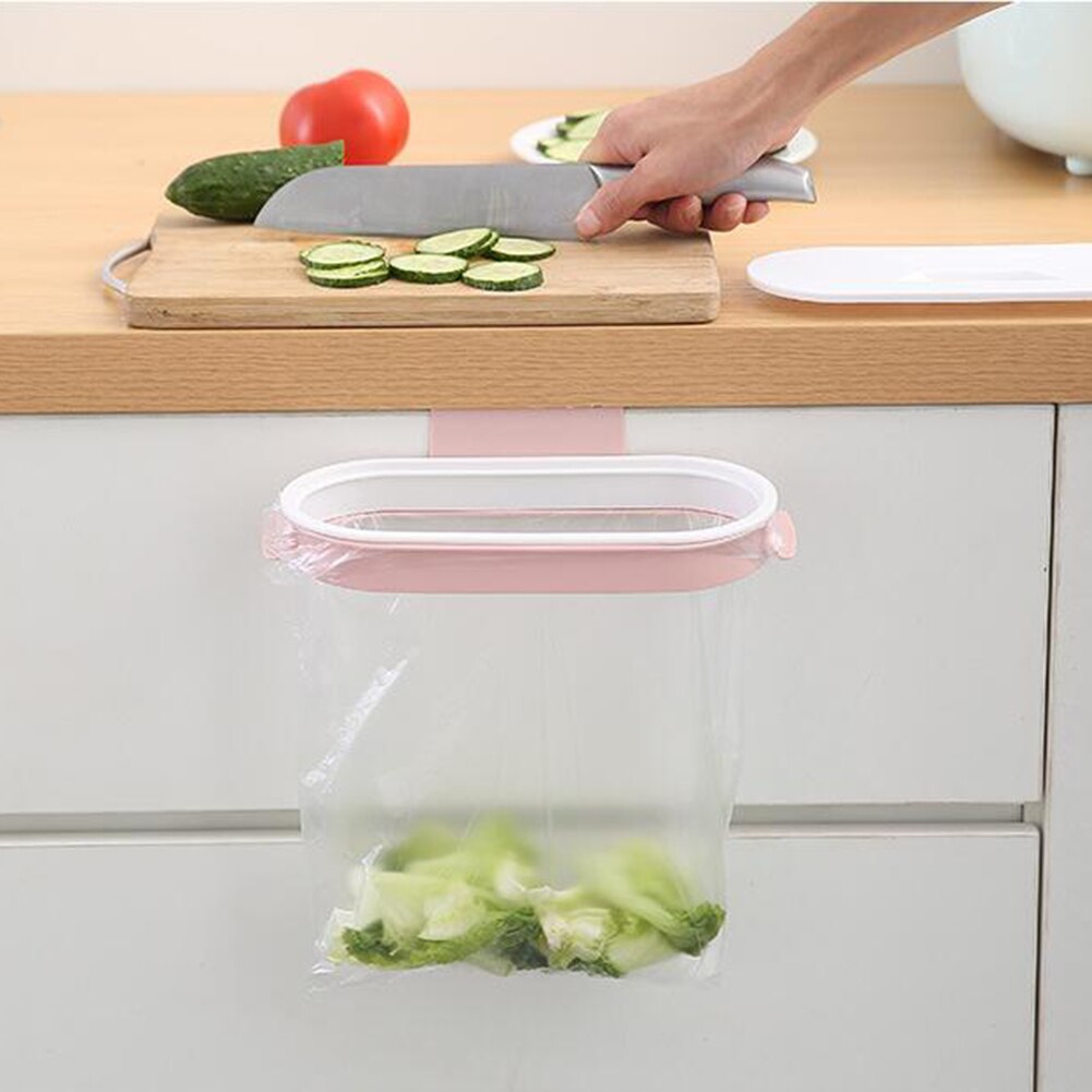 Garbage Storage Bracket Kitchen Cabinet Door Rubbish Bag Hanger Hanging Trash Garbage Bag Holder Cabinet Trash Rack for Kitchen