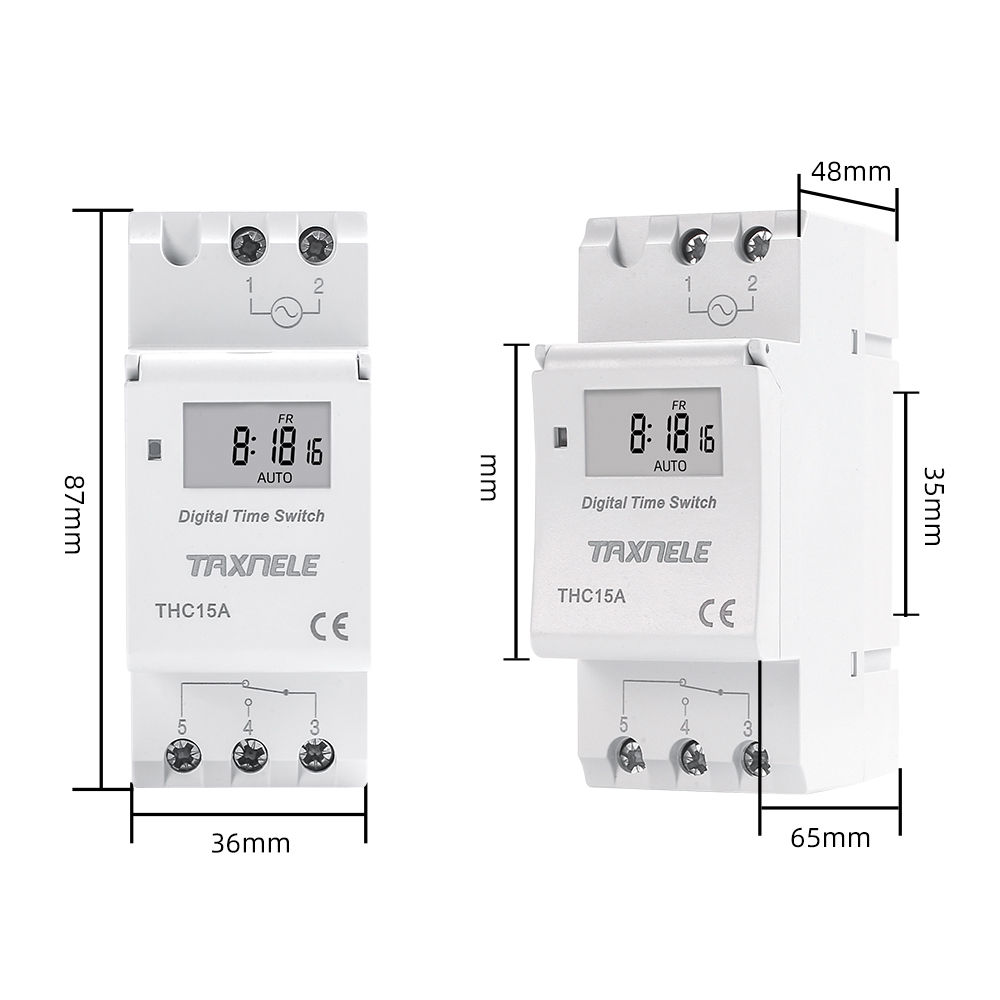 Elektroninen viikoittain 7 päivää ohjelmoitava digitaalinen aikakytkin rele ajastimen ohjaus  ac 220v 230v 12v 24v 48v 16a din-kiskoon kiinnitys thc 15a