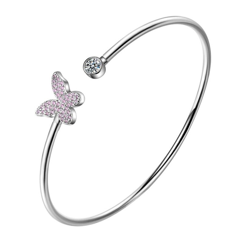 Suola Memory Butterfly Dragonfly Lotus Leaf braccialetti ridimensionabili femminili Color argento lucido SBR272: Butterfly