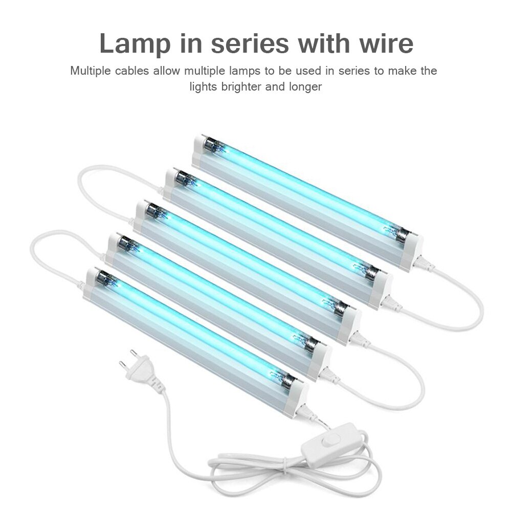 LED Tube UV Ozone germicide lampe UVC désinfection lumières T5 Tube tuer poussière acarien Ultraviolet stérilisateur ampoules 6W/8W ue Plug 220V