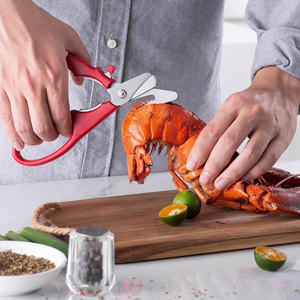 Ciseaux à homard en acier inoxydable, ciseaux de cuisine compacts et durables, ciseaux à homard de poisson, crabe, ciseaux à fruits de mer, batterie de cuisine