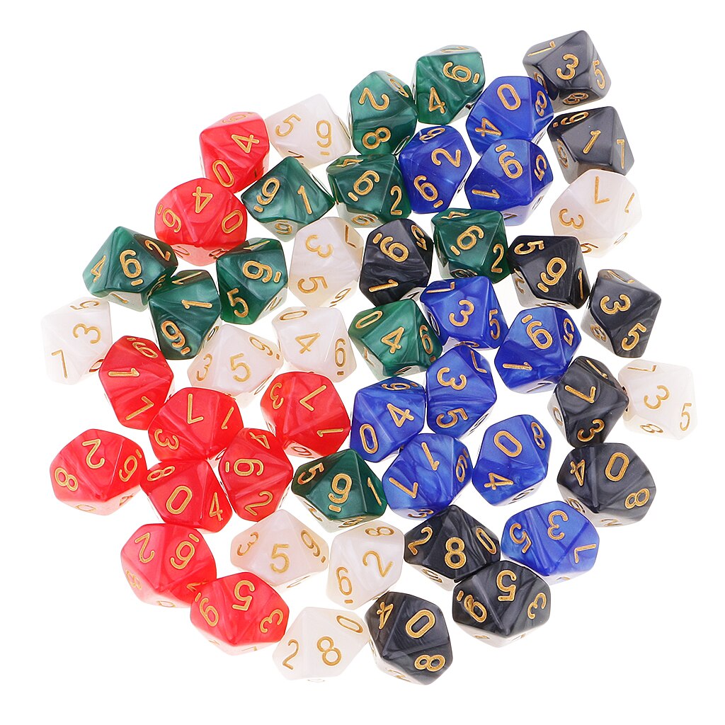 50 Sterven Polyhedral Set 16 Mm D10 Dobbelstenen Met Dobbelstenen Draagtas Voor Wiskunde Onderwijs