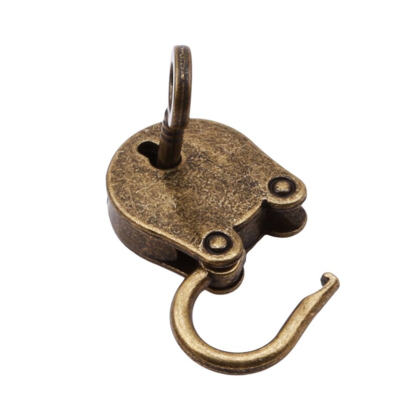 Métal ancien Style Vintage Mini cadenas petite boîte à bagages serrure à clé couleur Bronze Usage domestique matériel décoration