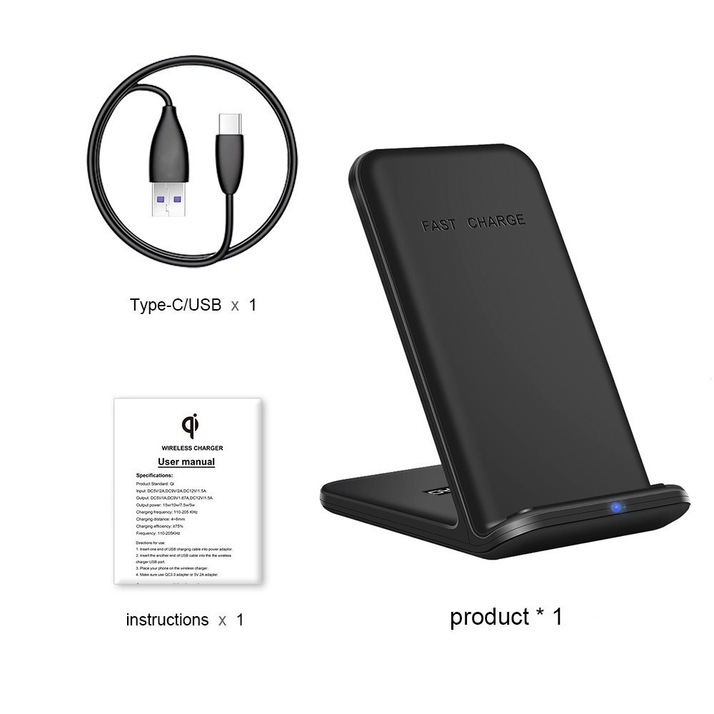 Fdgao 15W Qi Draadloze Oplader Voor Iphone 11 Pro X Xs Max Xr 8 Samsung S8 S9 S10 S20 snelle Draadloze Lading Desktop Charging Stand: Default Title