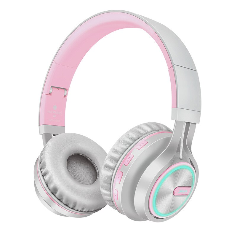 Auriculares inalámbricos de oro rosa con micrófono sobre la oreja auriculares estéreo bajo auricular grande para PC Laptop teléfono Android, para un