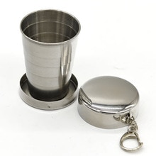 Taza plegable para viajes al aire libre, vaso retráctil portátil de acero inoxidable, copa para vino de Metal, Mini taza plegable telescópica de vidrio, 75ml