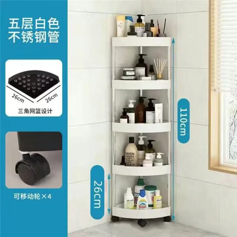 Mueble esquinero para baño, estante triangular para suelo, estante de almacenamiento multicapa, mueble para baño y cocina: Rojo