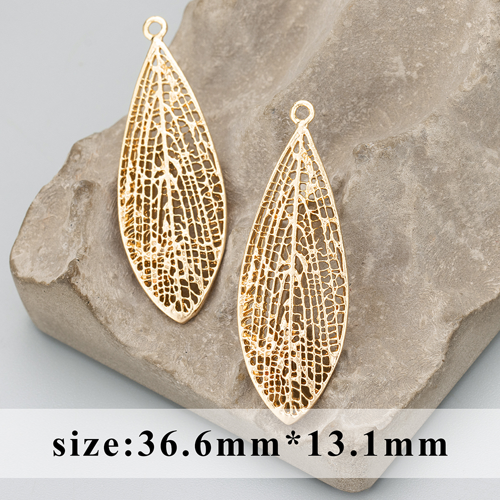 GUFEATHER MD66, sieraden accessoires, 18k goud rhodium plated, koper, bladvorm, sieraden maken, bedels, diy hangers, 6 stks/partij