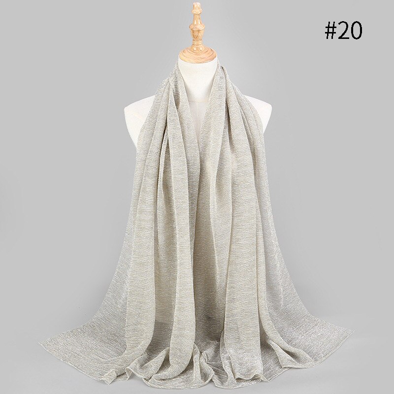 Largo pañuelo islámico para la cabeza para mujer, hiyab musulmán de 75x180cm, a la , con brillo arrugado, chales lisos