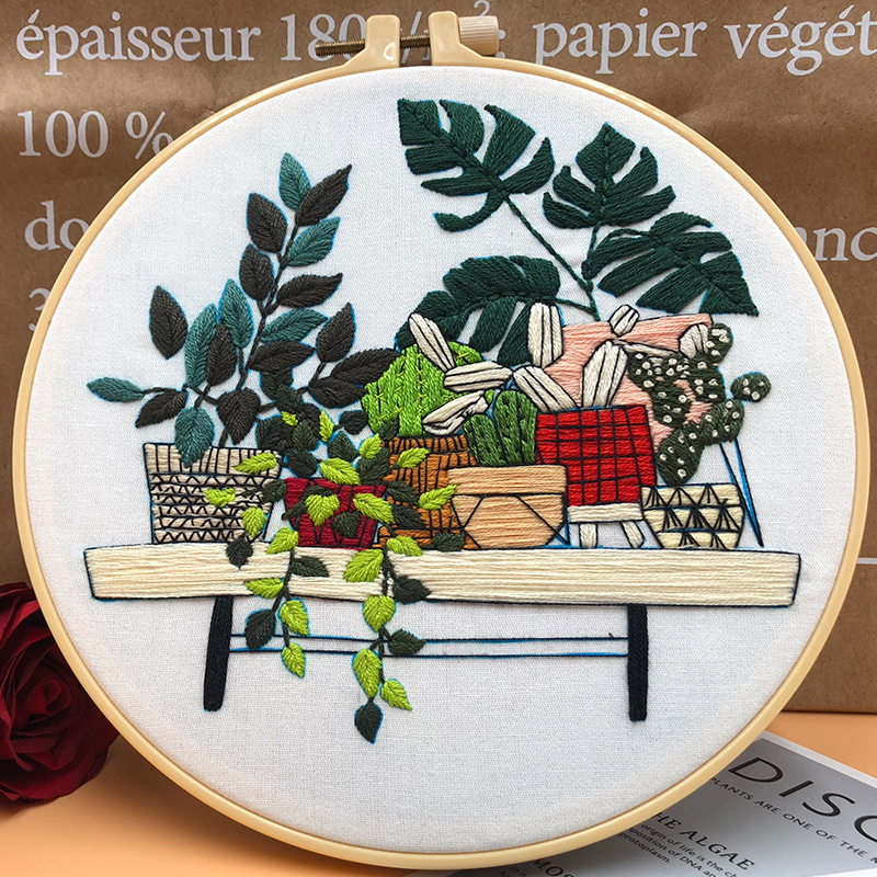 Plants Series 3D Embroidery Material Package DIY Embroidery Kit Cross Stitch Tool Primary Novice Bordados Hanging Painting Decor