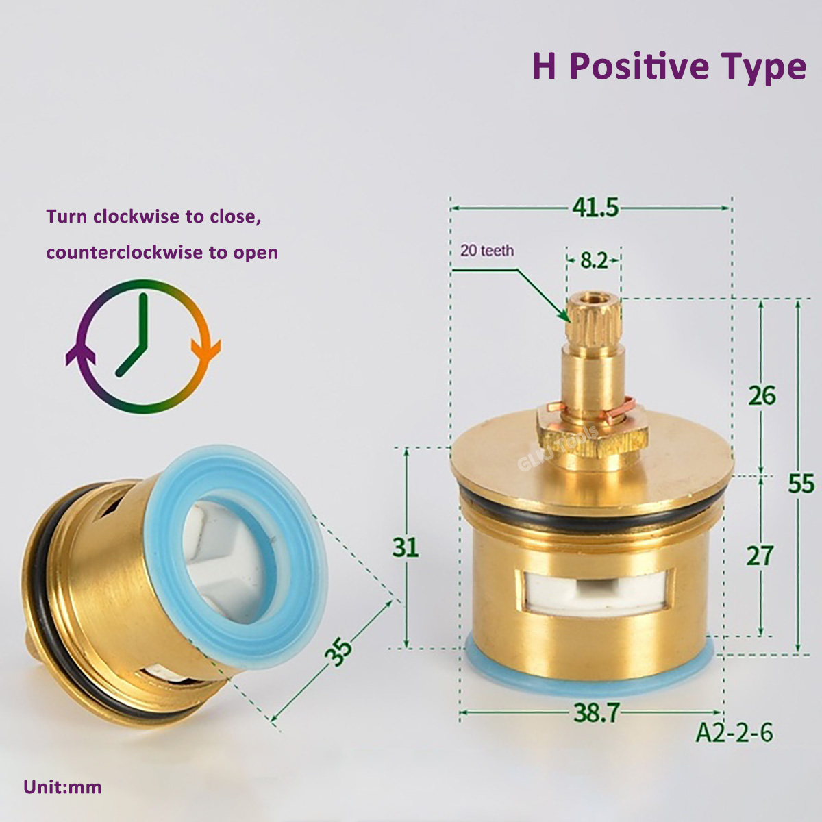 Messing Keramik Disc Tap Ventil Patronen Kupfer Ventil Core Heißen und Kalten Wasser Schnell Öffnung Dreieck Ventil Bad Wasserhahn Spool: H Positive Type