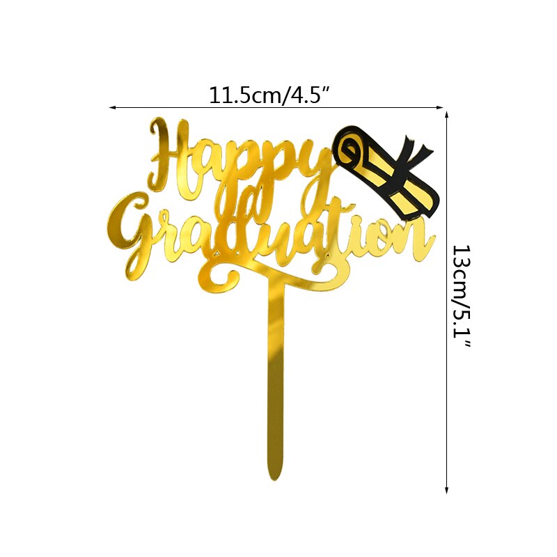 3Pcs Happy Graduation Acryl Cake Toppers Goud Zwart Congrats Grad Cake Topper Voor Klasse Van 2022 College Vieren Party decor: B05