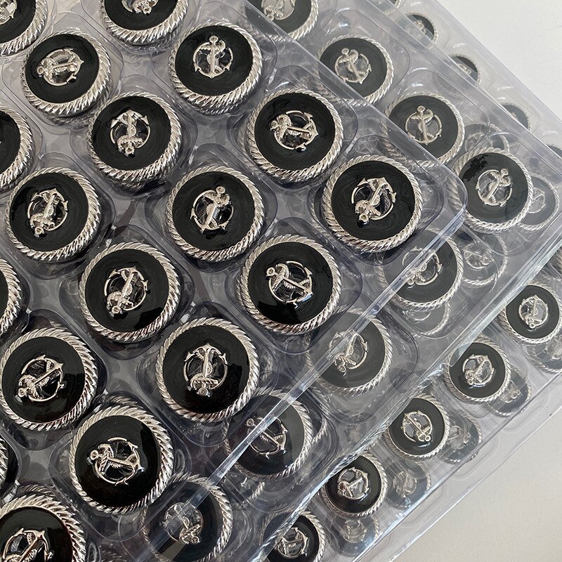 Retro Hollow Anchor Metal Buttons For Coat Jacket Suit Sweater Cardigan Sewing Decorative Needlework Diy Handicraft Vintage 6pcs: Antique Silver / 20mm