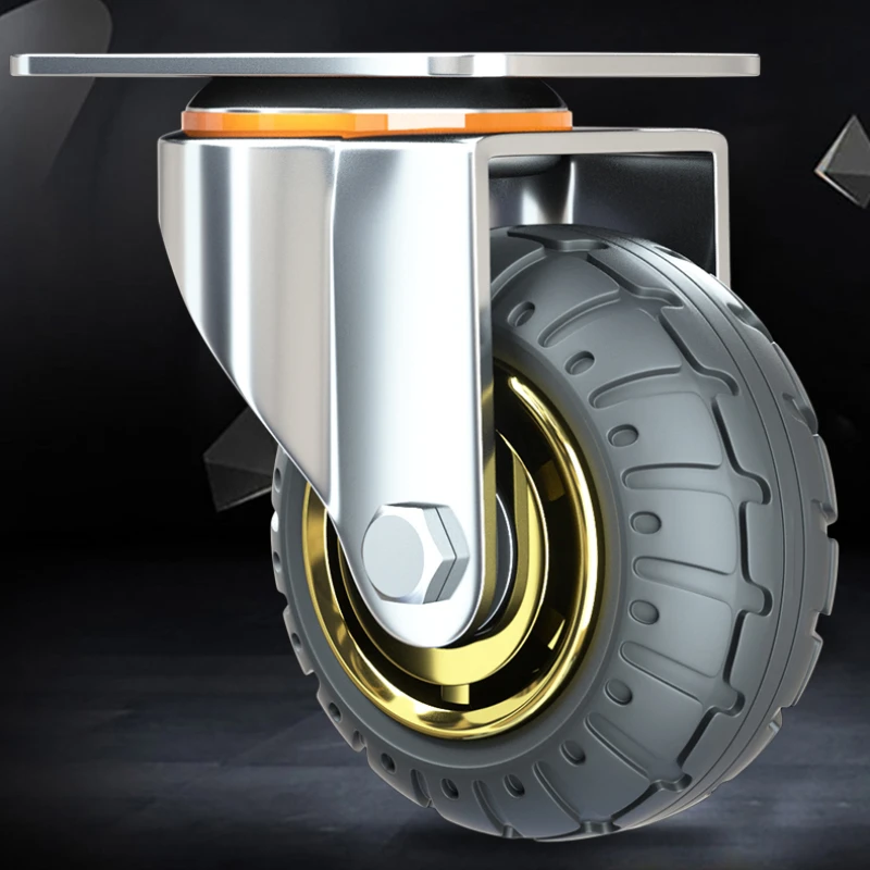 3/4/5 inch Universal Soft Rubber Furniture Casters One-Way Quiet Heavy Duty Caster Brake Wheels For Desk Carts