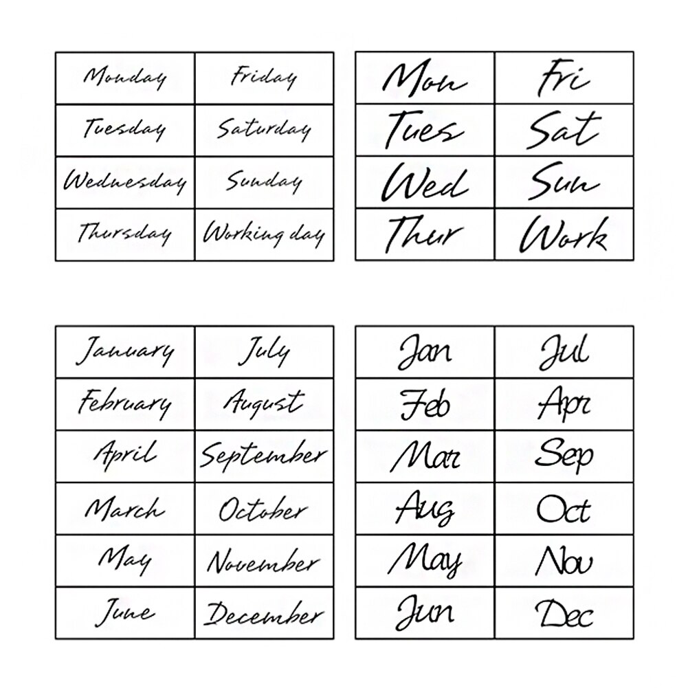 Retro Vintage Month Week Planner Stamp Basic Function Series Digital Symbol Stamp Wooden DIY Seal Stationery Office Supplies