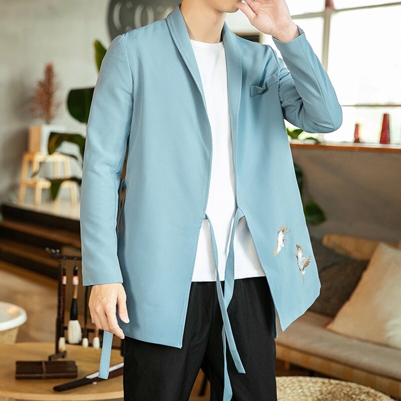 Improved Hanfu Men Chinese Jacket Embroidered Tang Suit Men'S Chinese Style Coat Large Size Traditional Chinese Clothing 10967