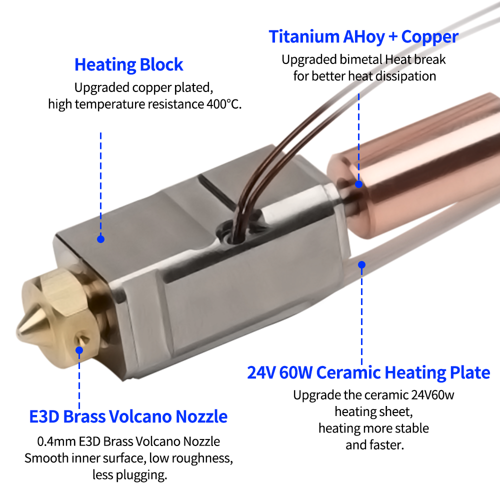 Upgraded Hotend for Artillery Sidewinder X1 X2 Genius and Pro 3D Printer Parts All Metal Nozzle Heating Block Thermistor Kits
