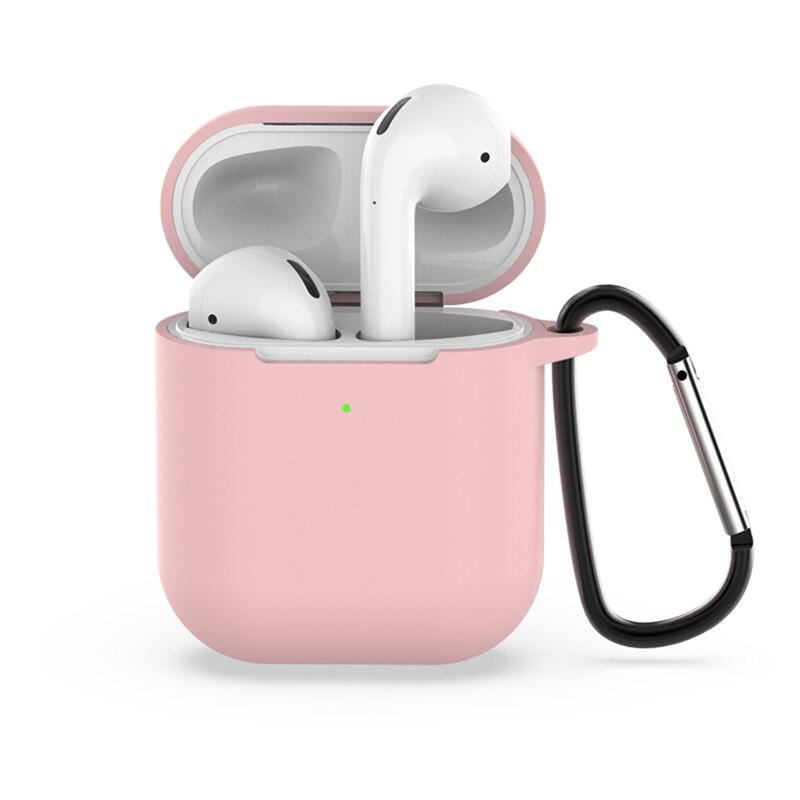 Neue Kopfhörer Fall Für Apple AirPods 2 Silikon Abdeckung Drahtlose Bluetooth Kopfhörer Fall Für Airpods 2nd Headset Coque Haken Loch: Pink