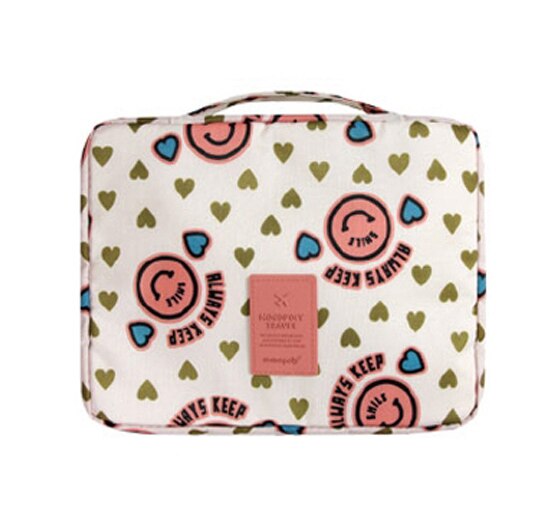 Sac à cosmétiques, enveloppes rouges à bouche multifonctions, trousse de maquillage de voyage pour hommes et femmes, trousse Portable étanche,: Pink smiling face