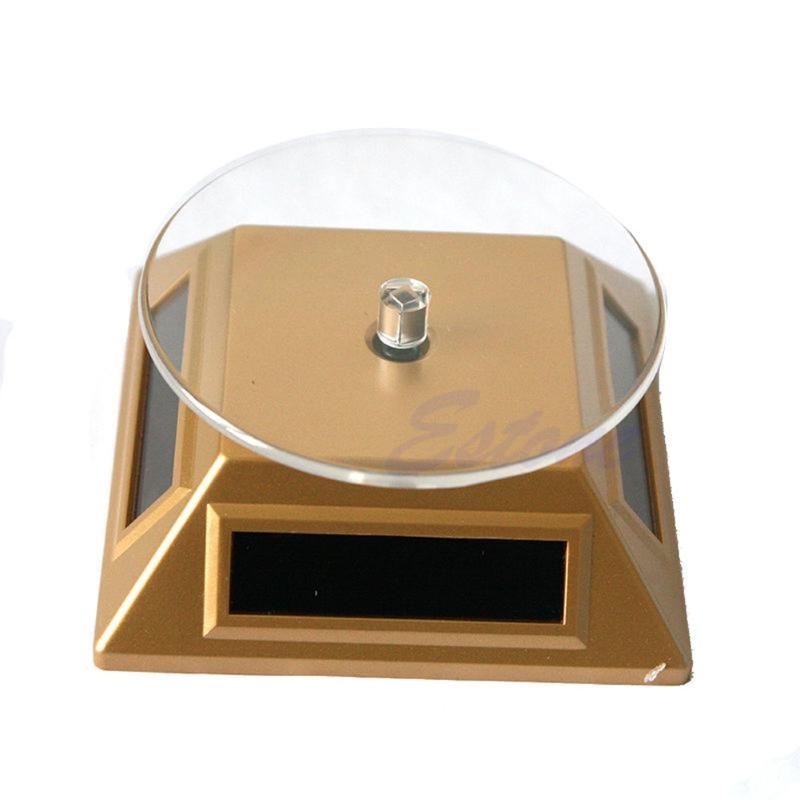 Y55C Turntable 360°Rotating Stand Solar Power Jewelry Spinner Watch Hobby Collection Shelf Rotating Display Multicolor