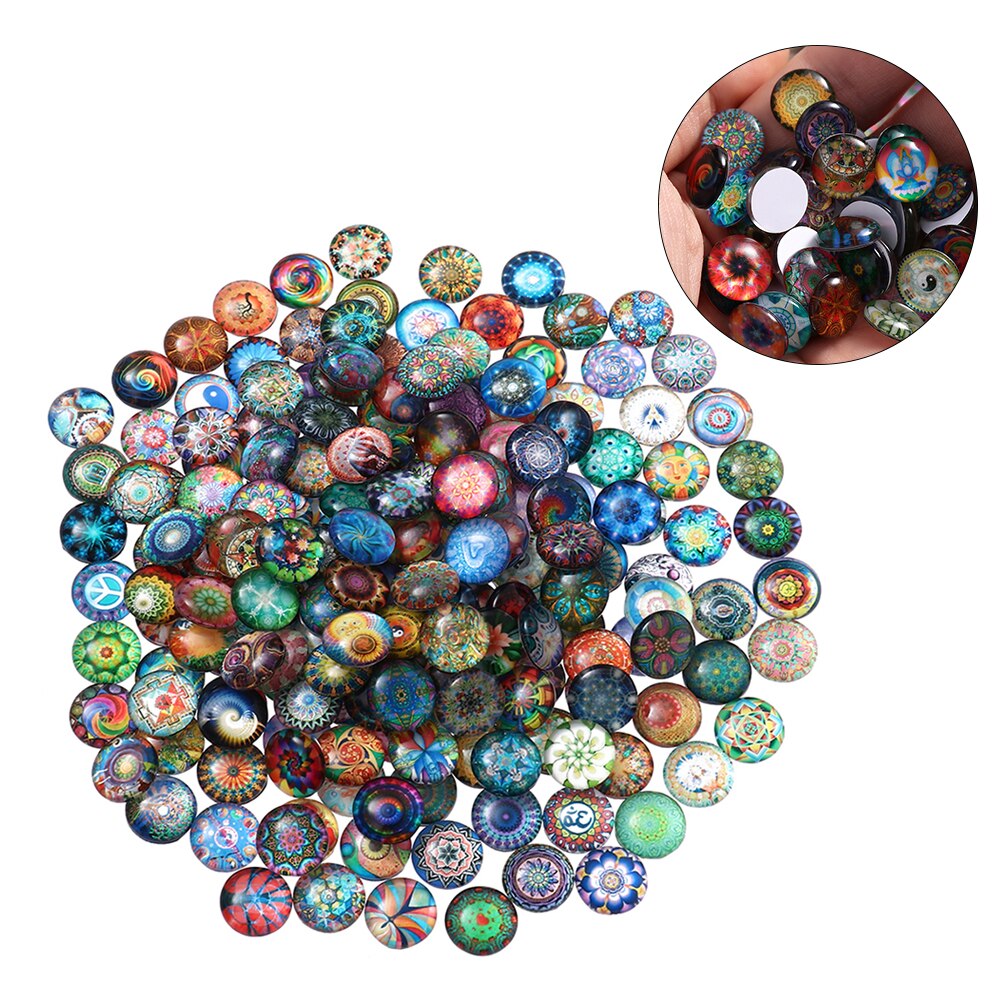 1 Set 50Pc Mixed Round Mosaic Tiles for Crafts Glass Mosaic Supplies for Decor Family Wall Adornment Jewelry Making 10, 12,14mm