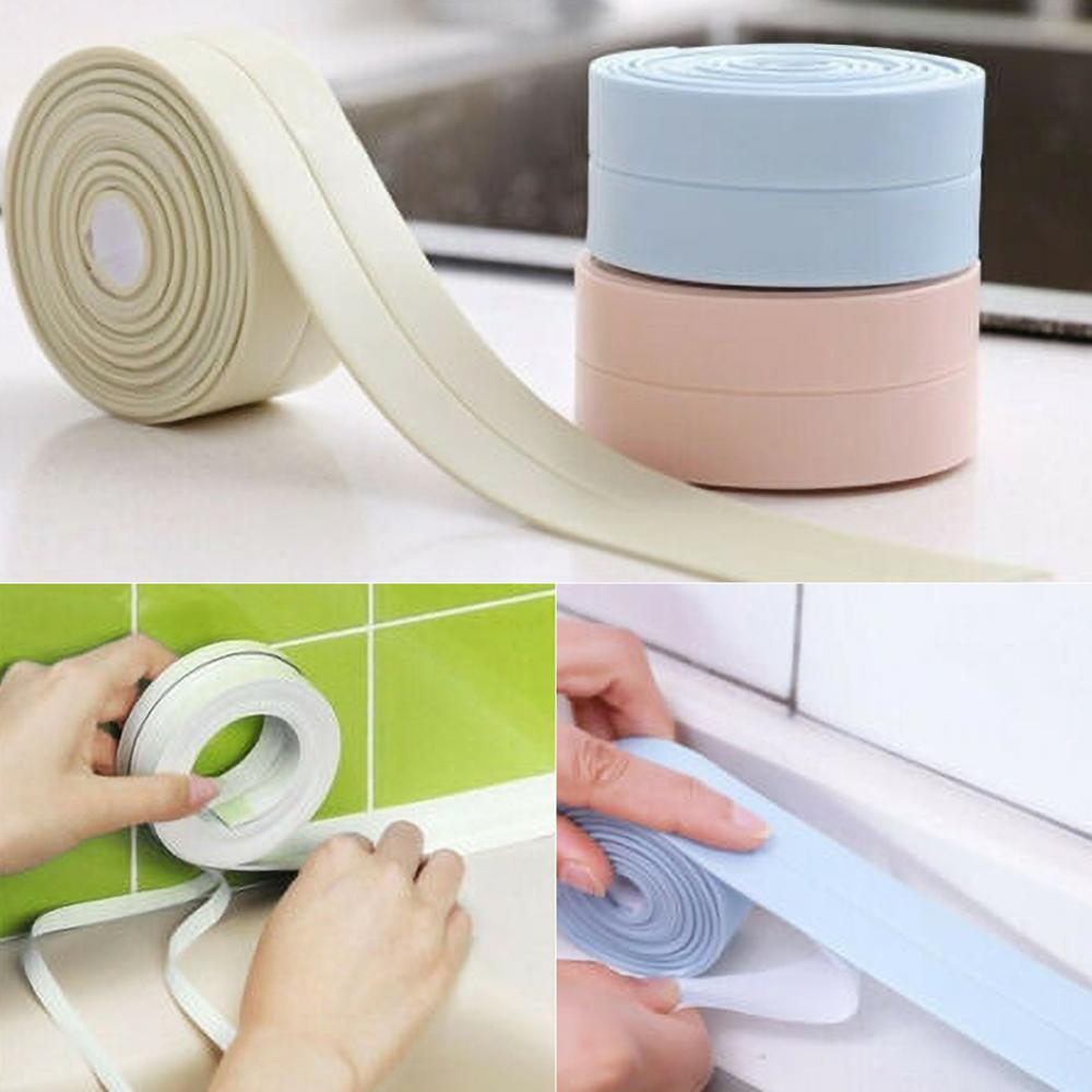 Pvc Zelfklevende Tape Keuken Waterdicht Meeldauw-Proof Sink Joint Spleet Sticker Badkamer Muur Afdichting Gereedschap Steken Strip