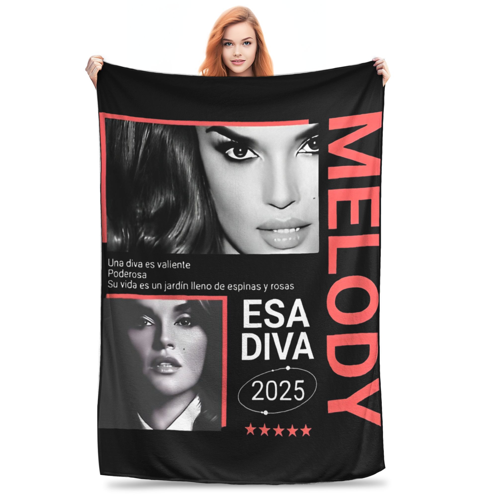 Melody Esa Diva Espagne Eurovisions 2025 Couverture pour canapé Couverture en peluche douce 50 x 60 pouces Couvre-lits de tailles multiples pour toutes les saisons: Plein / Black