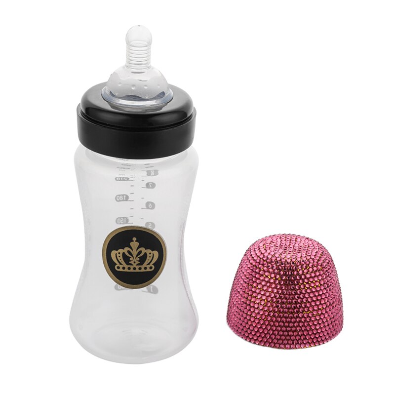 BLINGONLY Rhinestone Milk Feeding BPA Free Food Grade Plastic Gold Bling Baby Bottle