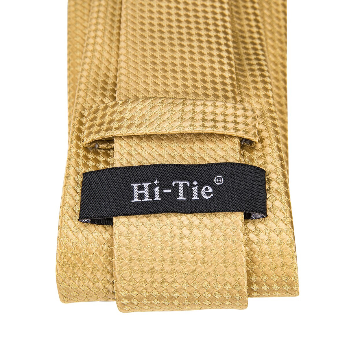 Hi-tie solid guld gul silke slips til mænd håndkraftige manchetknapper sæt til mænds slips bryllup forretning slips