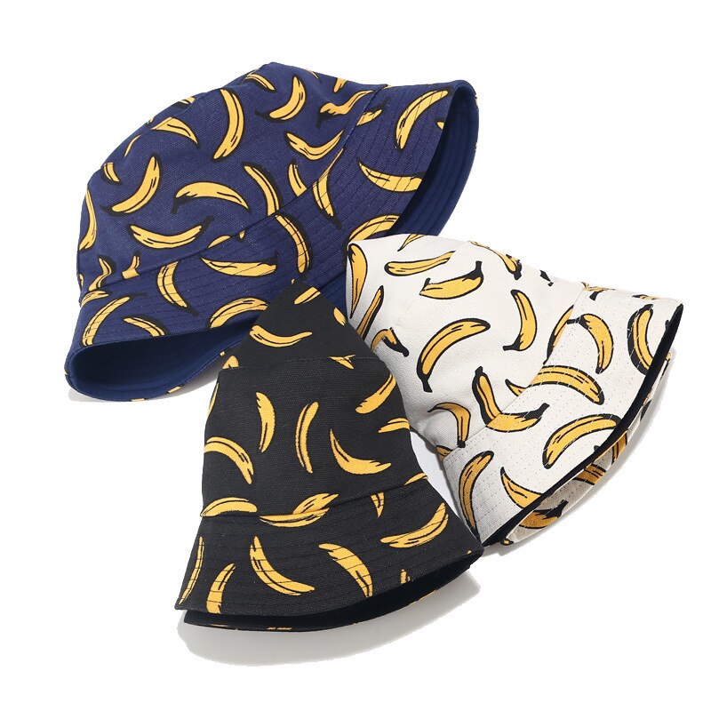 Sombrero de pescador con estampado de plátano para hombre y mujer, gorro de pescador con estampado de plátano de doble cara, Hip Hop, Bob, para viajes al aire libre, Panamá, 2022
