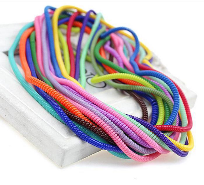100pcs/lot 50cm Plastic spring Protective sleeve Mobile Tablet solid Spiral Cord Protector for Charger Earphone Cords