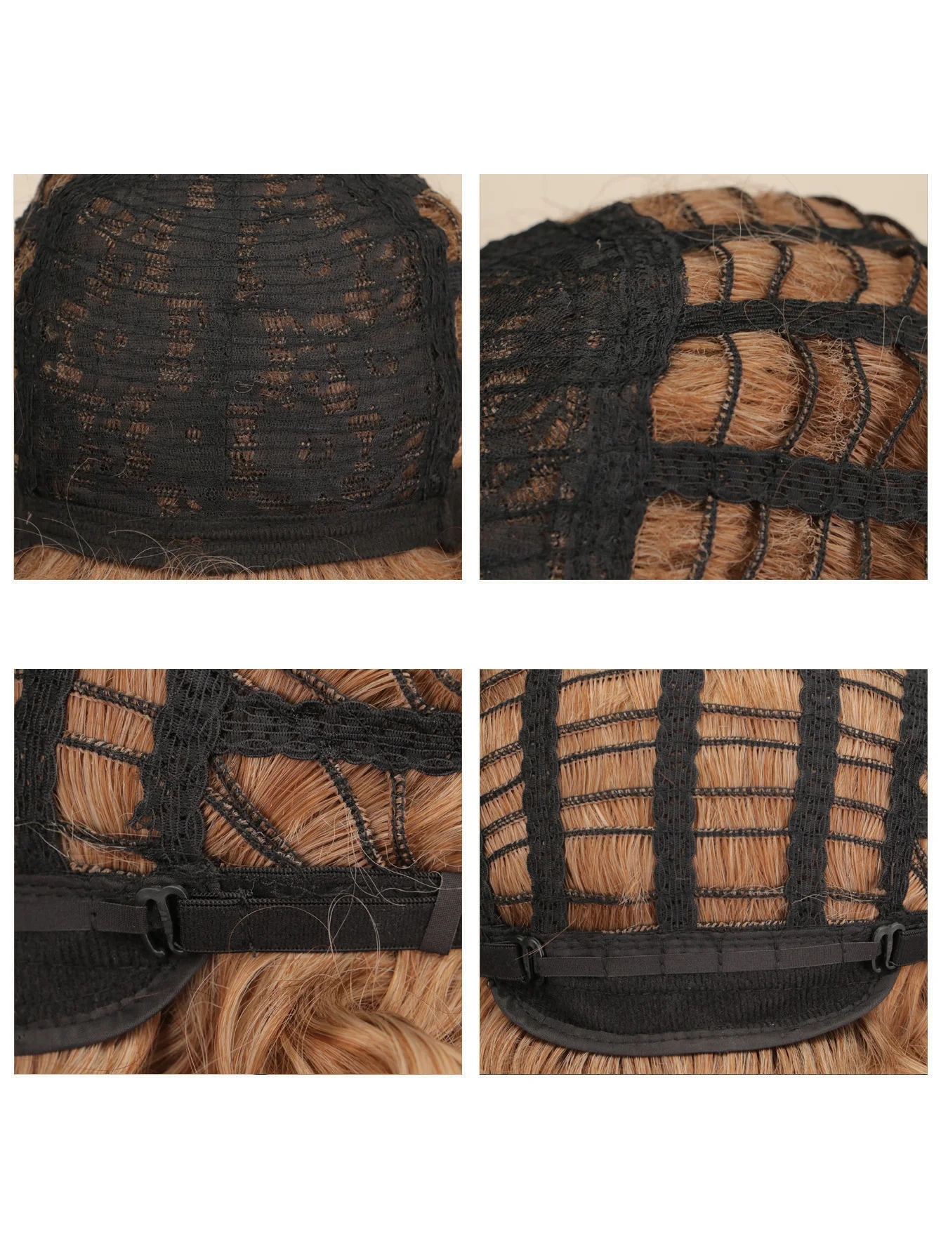 Korte, krøllete syntetiske parykker gyllen festhår blond blandede farger høytemperaturfiber