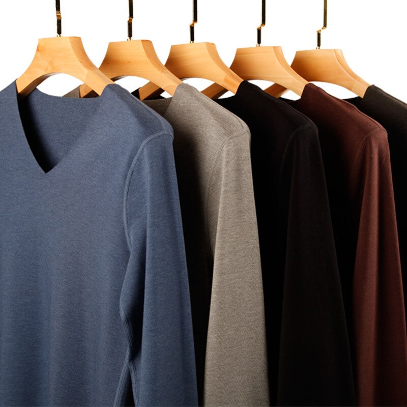 Heren verdikking plus lange onderbroek pak lage kraag warme ondergoedset thermisch ondergoed