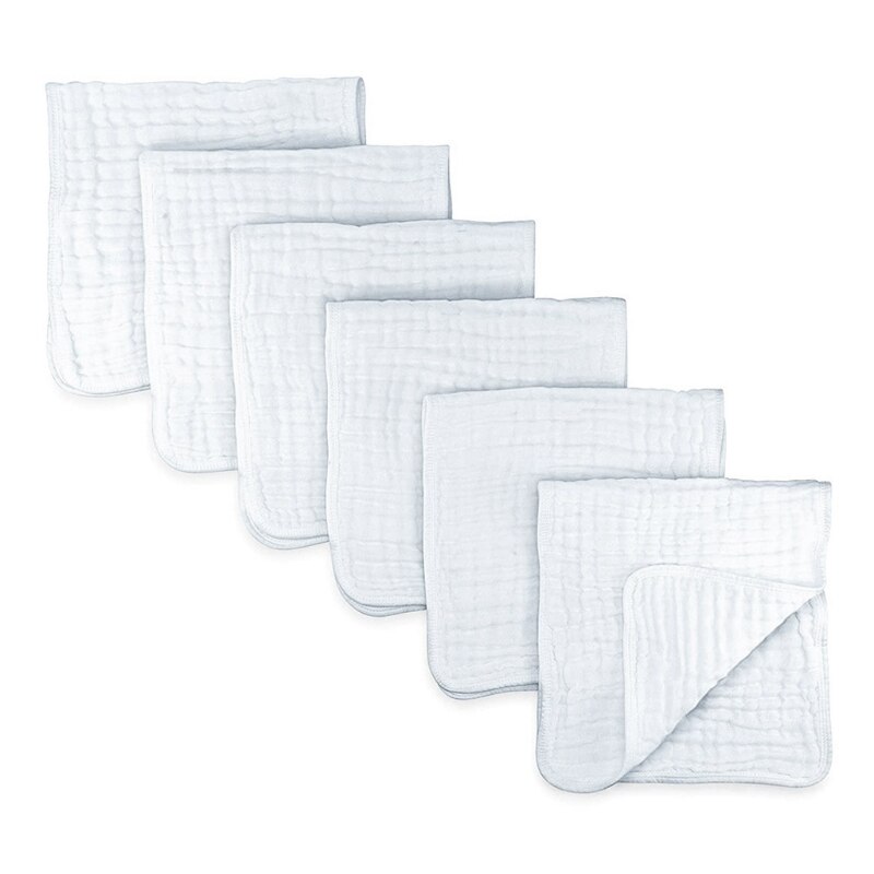 Paños de muselina para bebé, paños de algodón para las manos, 6 capas, toalla suave Extra absorbente, gasa para jardín de infantes: 6pc