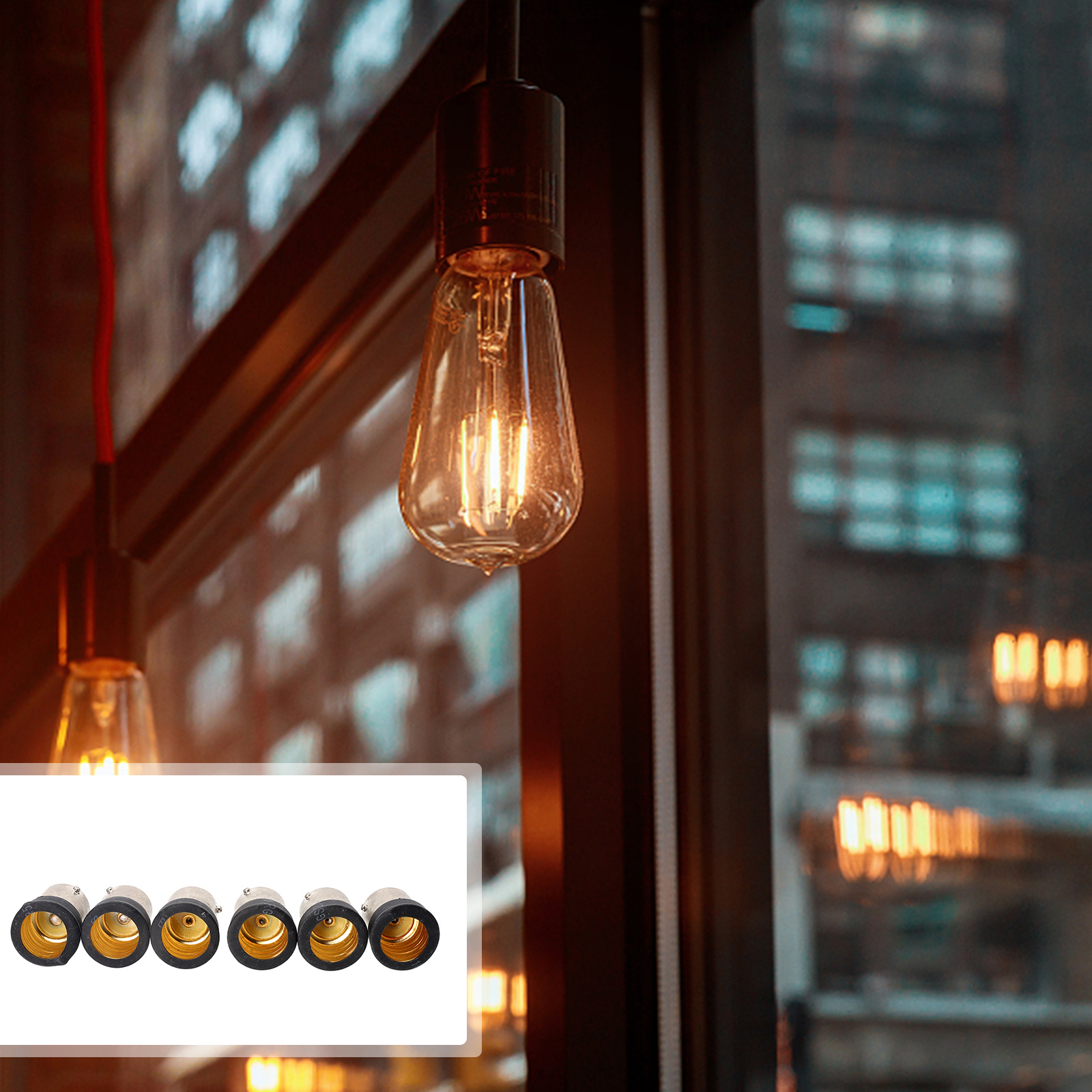 6 st glödlampskonverterare sockeladapter lampsockelhållare plast led-lamphållare  b15 to e14 socklar belysningstillbehör