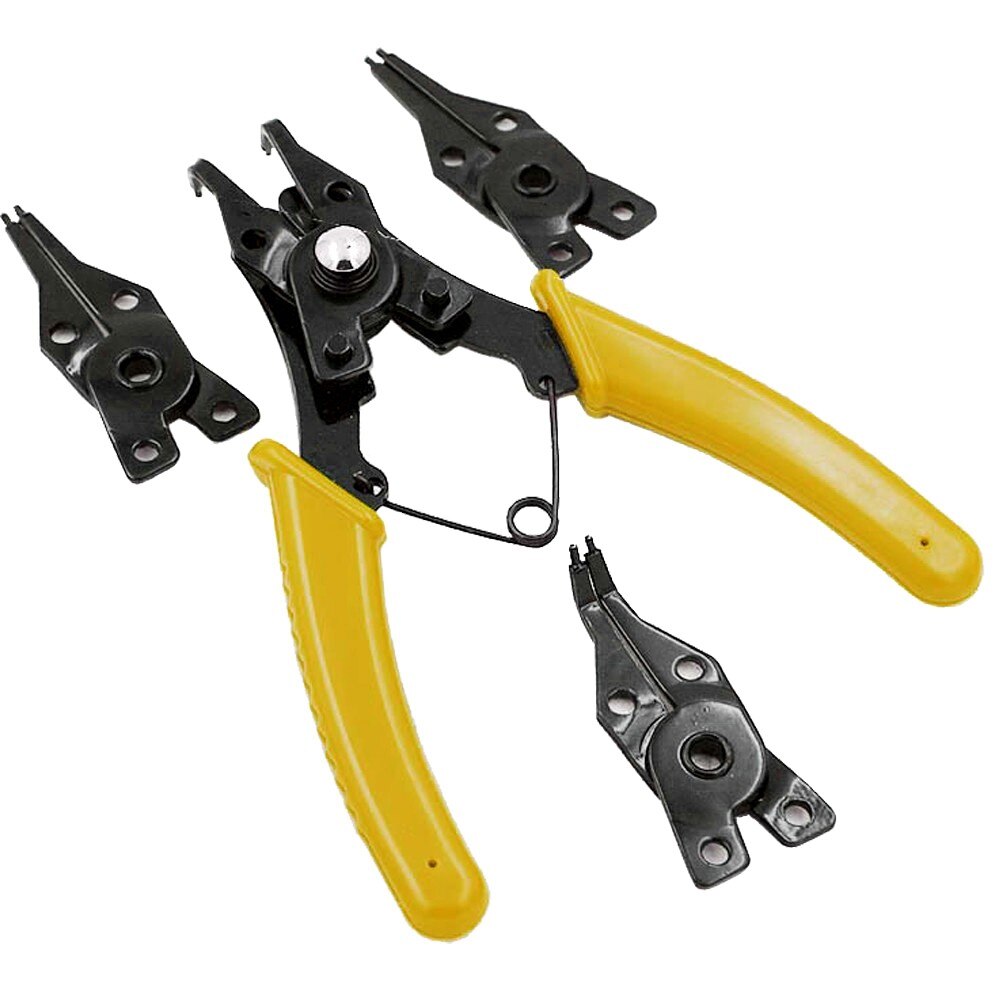 4 in 1 Snap Ring Pliers Set Circlip Combination Retaining Clip Retaining Clip Screw Tool Ring Remover Circlip Pliers: YELLOW