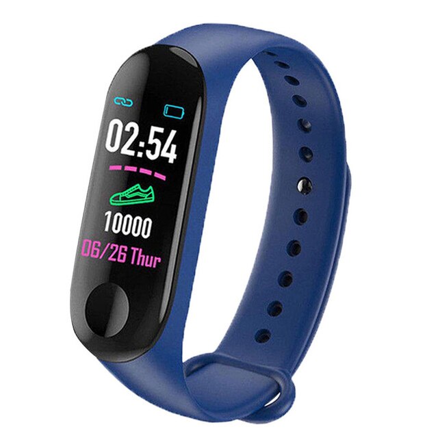 M3 Smart Bracelet Heart Rate Blood Pressure Health Waterproof Smart Watch Bluetooth Watch Wristband Fitness Tracker Smart Watch: Blue