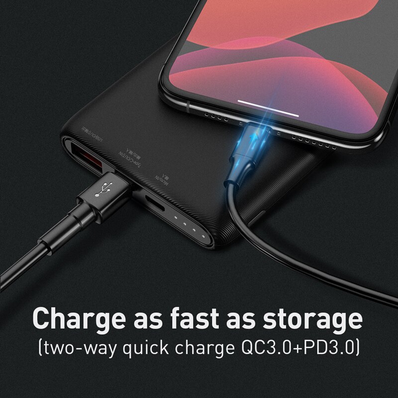 Baseus 18W Pd Quick Charge 3.0 Power Bank 10000Mah QC3.0 Type C Powerbank Draagbare Externe Batterij Oplader Voor xiaomi Iphone