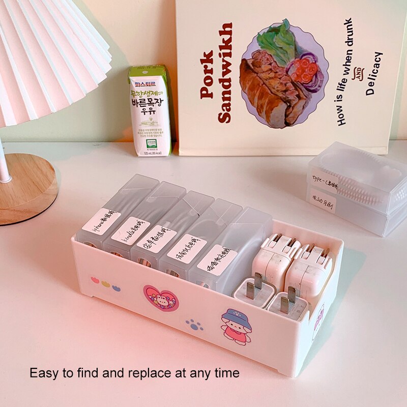 Cable Storage Box Transparent Plastic Data Line Storage Bin Container Desk Stationery Makeup Sundries Organizer Key Jewelry Box