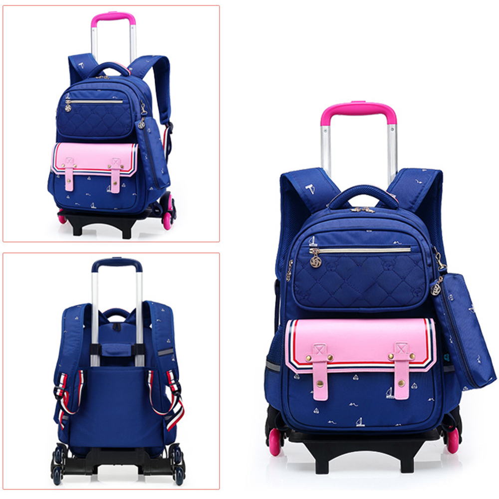 Rolling Backpacks Girls School Bags Detachable Wheels Luggage Backpack 41*31*15 Cm For Boy Girls