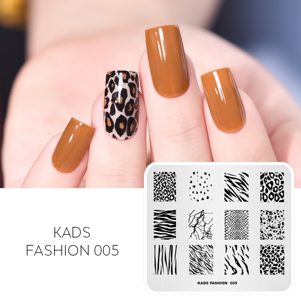 KADS Mode 005 Serie Streep Luipaard Spikkel Shape Nail Decoratie Stempel Template Stencil Polish Stempel Plaat